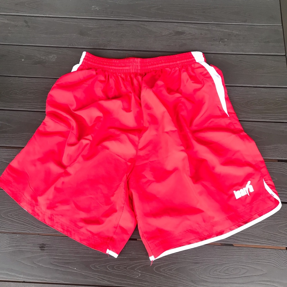 Mens Soccer Short Red/White Size Medium